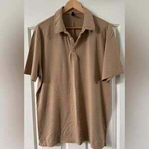 AG Adriano Goldschmied XL Polo Shirt | Minimalist Neutral Tan | Soft Knit